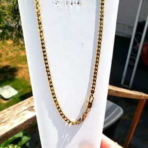 18K YG 24"INCH UNISEX VERMEIL MIAMI CUBAN CHAIN LINK NECKLACE